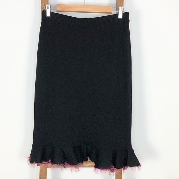 VINTAGE Egoiste black & pink feather blazer midi skirt suit size 4 - Picture 10 of 17